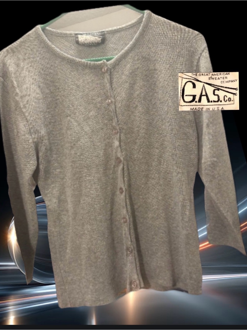 G.A.S. Co. Grey Ribbed button down sweater